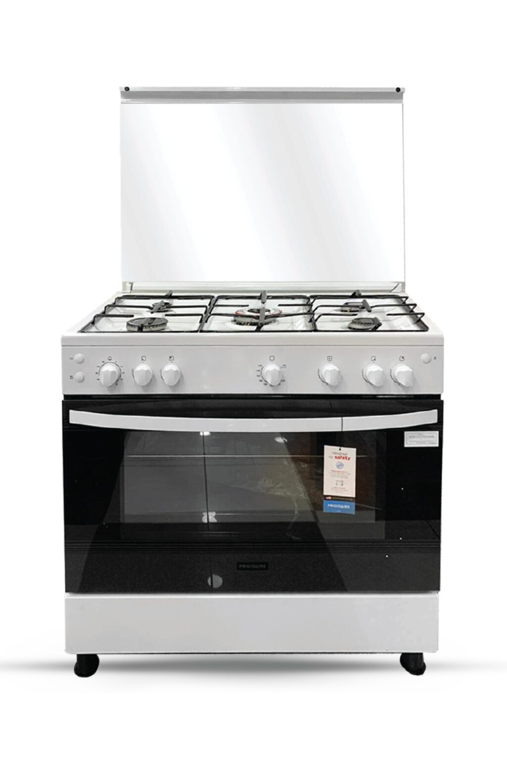 Frigidaire 90cm Freestanding Gas Range Cooker with 5 Burners 127L Oven Full Safety White – FNGB90JFUW