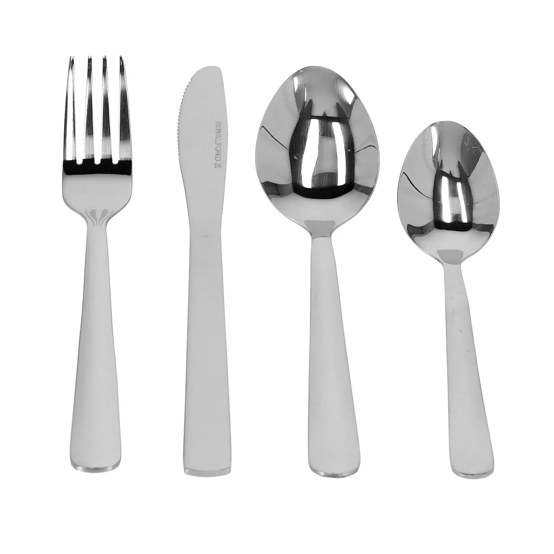 Royalford 25-piece stainless steel cutlery set with elegant stand | rust-resistant mirror finish, ergonomic design, durable build, perfect for everyday dining