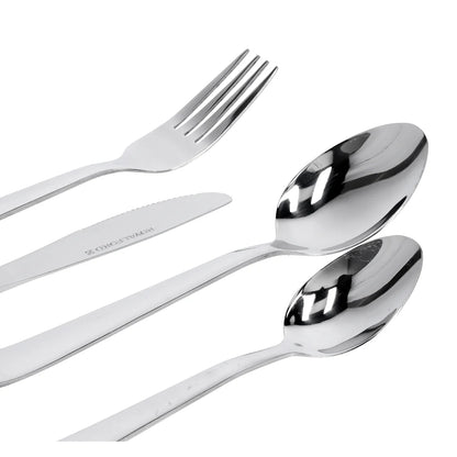 Royalford 25-piece stainless steel cutlery set with elegant stand | rust-resistant mirror finish, ergonomic design, durable build, perfect for everyday dining