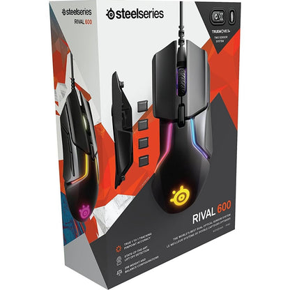 SteelSeries Rival 600 TrueMove3+ Optical Sensor, Precision Esports Wired RGB Gaming Mouse w/ Dual Sensor 12000 CPI, Customizable Weight Up To 128?g