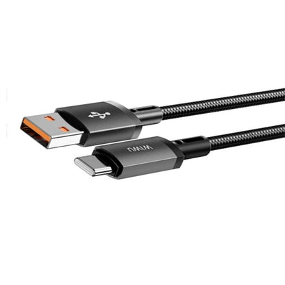 WiWU 1M Aluminum alloy Nylon braided TITAN LINK Series Charging Cable with USBA to Type C - Black