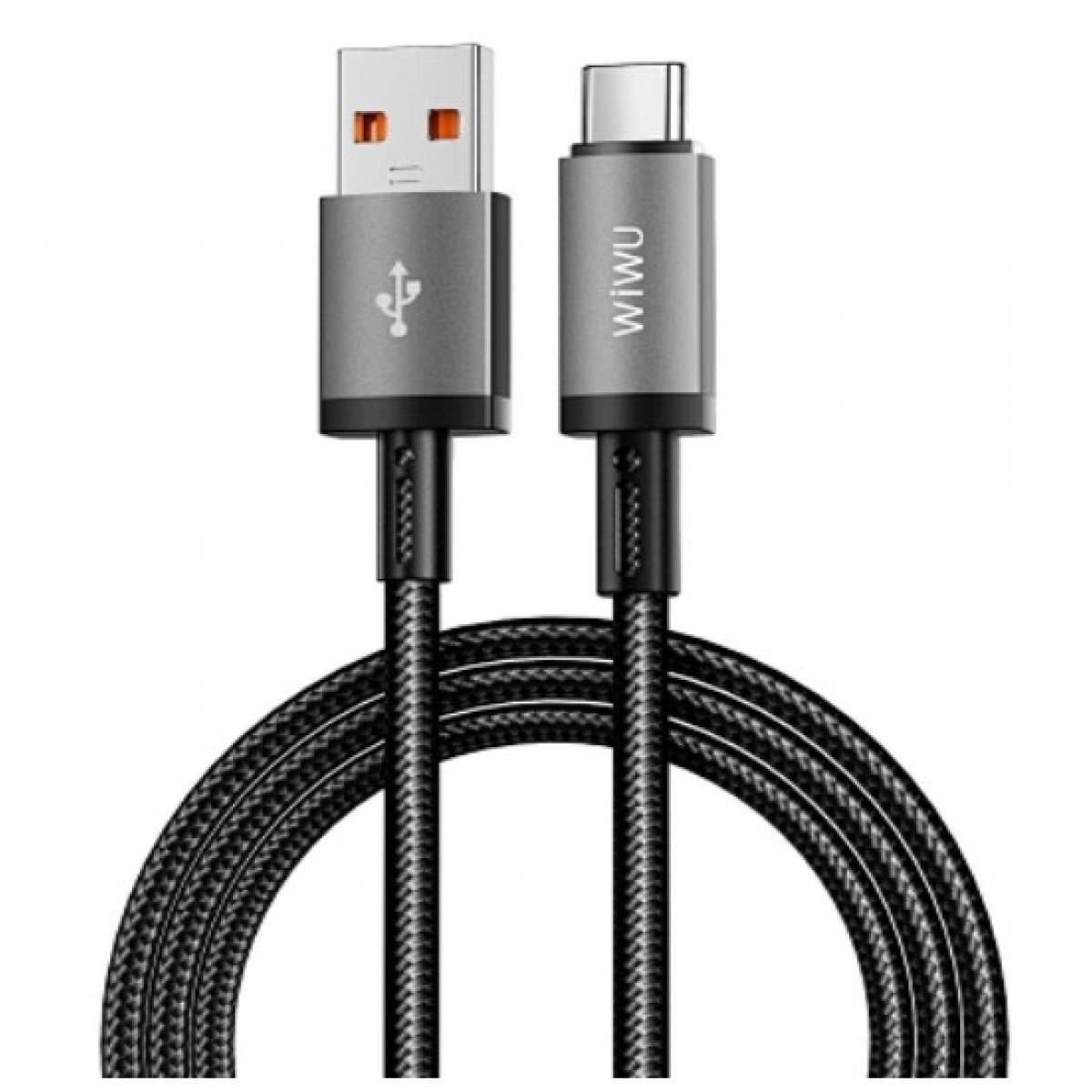 WiWU 1M Aluminum alloy Nylon braided TITAN LINK Series Charging Cable with USBA to Type C - Black