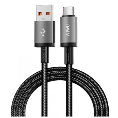 WiWU 1M Aluminum alloy Nylon braided TITAN LINK Series Charging Cable with USBA to Type C - Black
