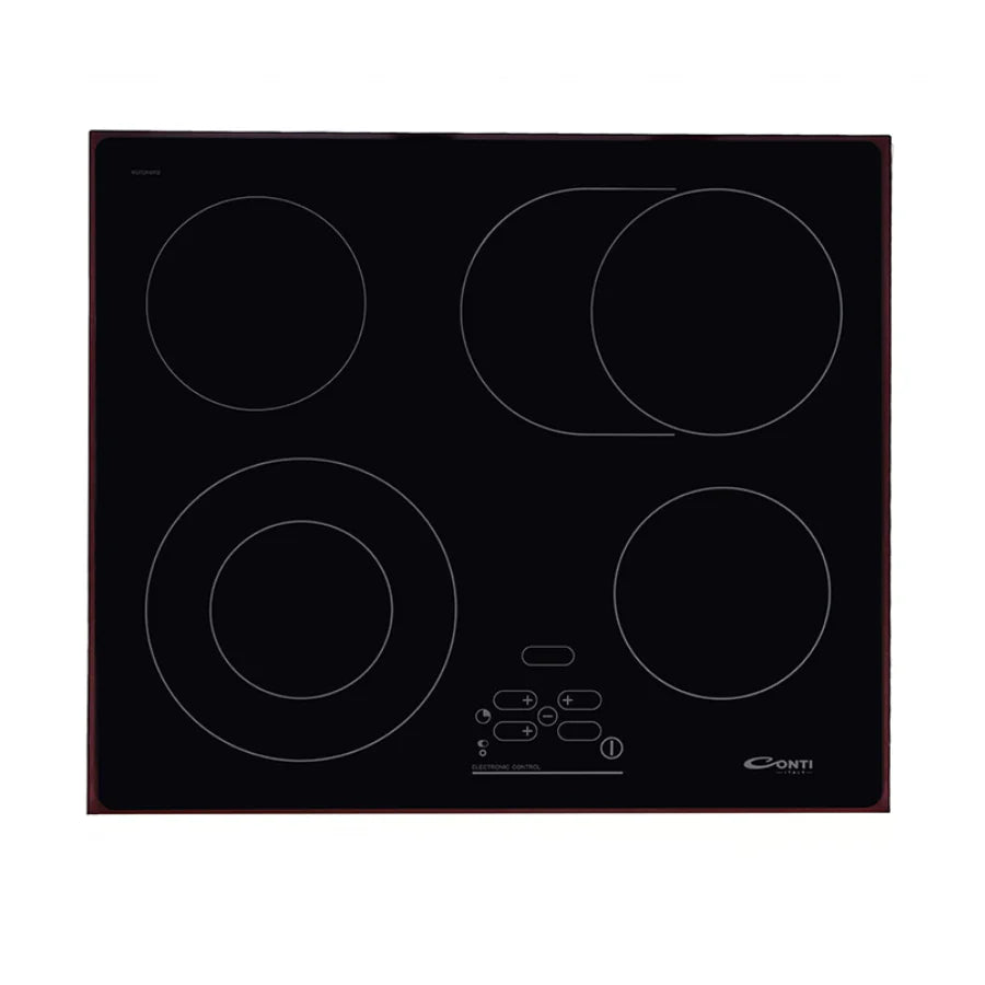 Conti HET-64014-BK Built-In 60cm Electric Hob with 4 Solid Hotplates & Side Control Knobs - Black