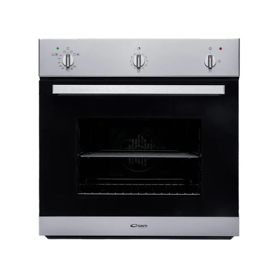Conti OGK-6107-IX Italian Built-In 60cm Gas Oven with 61L Capacity, Cooking Fan & Safety Valve - Stainless Steel