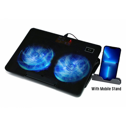 Laptop Cooling Pad Cooler Dual Fan Adjustable Stand A2 Up To 15.6 Inches With Mobile Stand