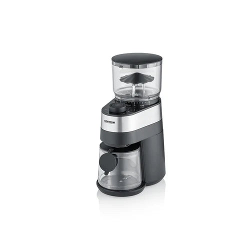 Severin coffee grinder for balanced grinding, 30 grind settings, removable bean container, 140W, stainless steel