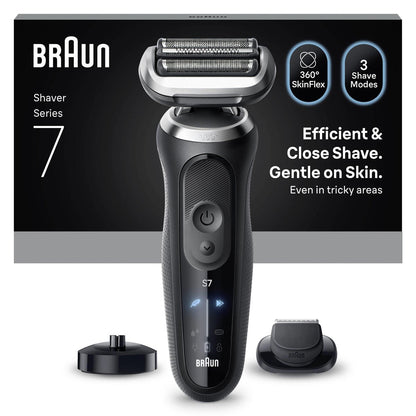 Braun Series 7 Electric Shaver, Up to 60 Minutes, Charging Stand, +1 Attachment, Wireless Wet and Dry Shaver for Men, 100% Waterproof, 72-N4200s, Black