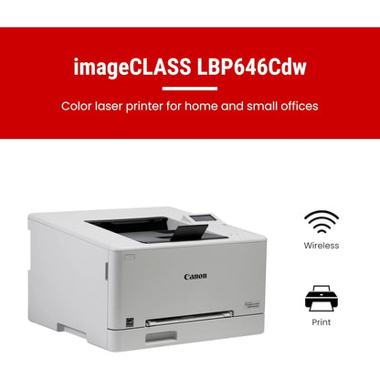 Canon i-SENSYS LBP646Cdw A4 Color Laser Wireless & Duplex Printer For Home & Office up to 26 PPM - White