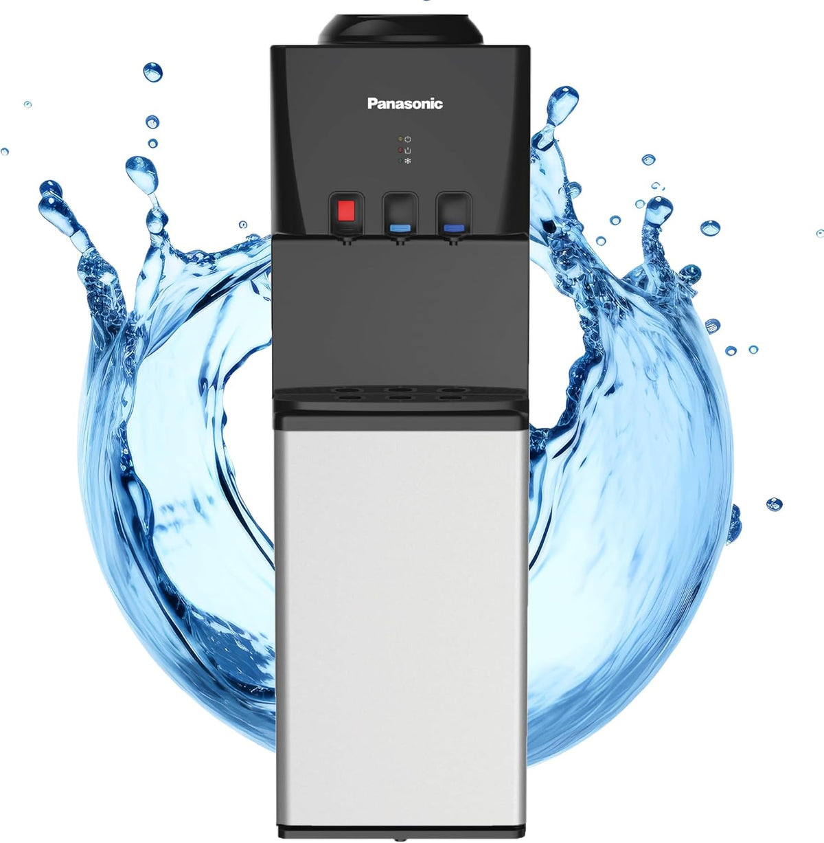 Panasonic Hot, Cold & Normal Top Loading Water Dispenser , Child Lock , 3 Tabs Black Silver - SDM-WD3128TF