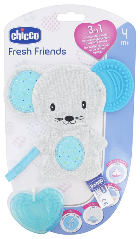 Fresh Friends Teething Cuddly Toy 3in1 4 Months and + - Colour: Blue