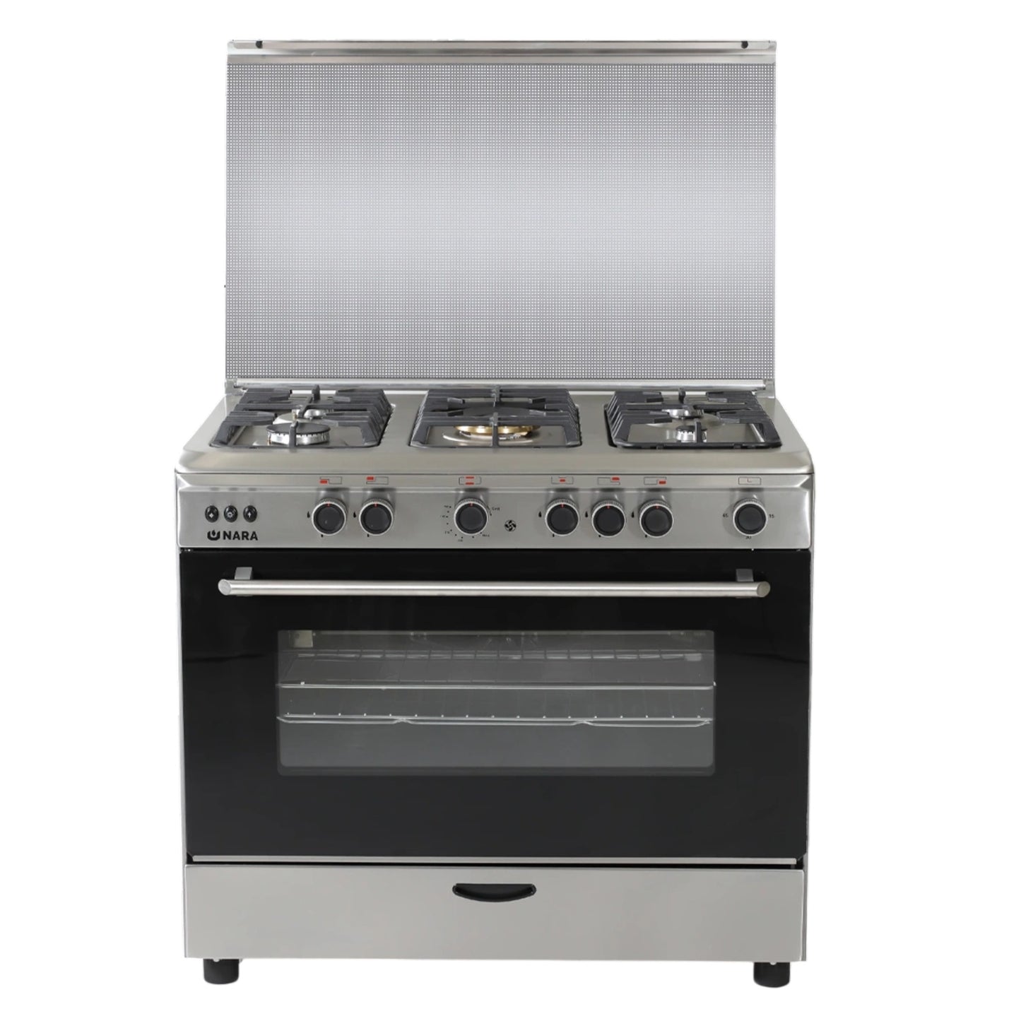 Nara Gas Cooker 90 cm 5 Gas Burners Matt Stainless steel Cast Iron Pan Support