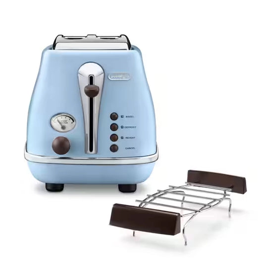 Delonghi Toaster with Vintage Design in Light Blue, 2-Slice Capacity and 900W