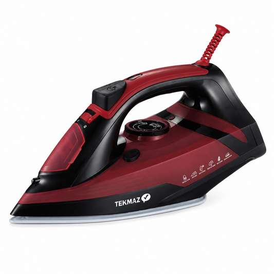 TEKMAZ Steam Iron – (2800W, Red)