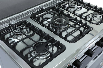 Nara Gas Cooker 90 CM Cast iron pan support Glossy stainless steel (NAXG/9200-BG/LC/FAN NEW)