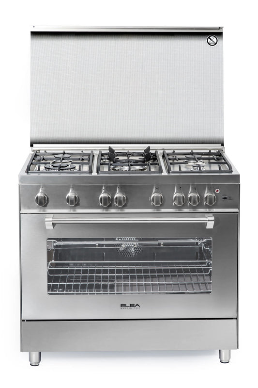 Elba Gas Cooker 90 cm Silver and 2 Fans for Cooling and Distribution