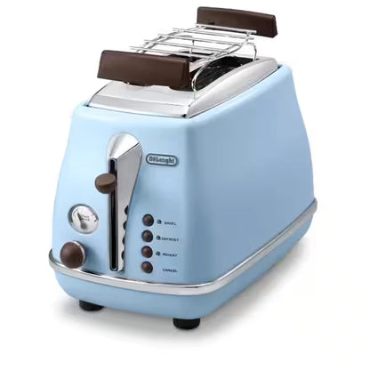 Delonghi Toaster with Vintage Design in Light Blue, 2-Slice Capacity and 900W