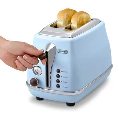 Delonghi Toaster with Vintage Design in Light Blue, 2-Slice Capacity and 900W