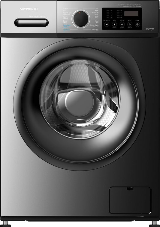 Skyworth Washing Machine, 7kg, 1200RPM, 12 Programs,  Dark Gray A+++ Inverter (F80433VB)