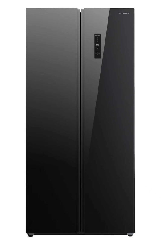 Skyworth 473L Side-by-Side Refrigerator No Frost A++ Black Glass