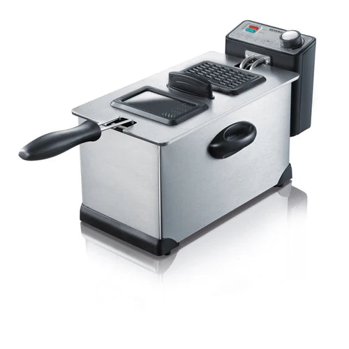 Severin FR 2431 Electric Deep Fryer – 3L Capacity, 2000W Power, Up to 400g, Stainless Steel/Black