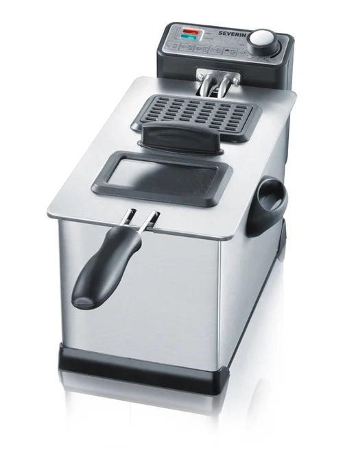 Severin FR 2431 Electric Deep Fryer – 3L Capacity, 2000W Power, Up to 400g, Stainless Steel/Black