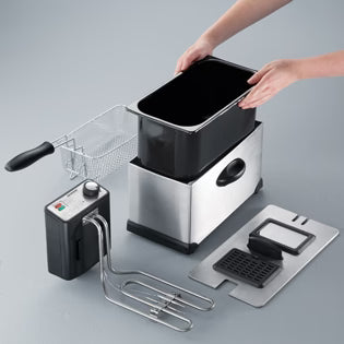 Severin FR 2431 Electric Deep Fryer – 3L Capacity, 2000W Power, Up to 400g, Stainless Steel/Black