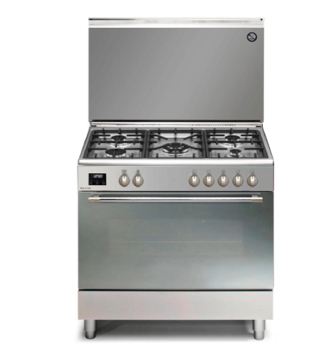 OPTIMA Gas Cooker 5 Burners Digital Full Safety with Fan Cast Iron - Stainless Steel 919285