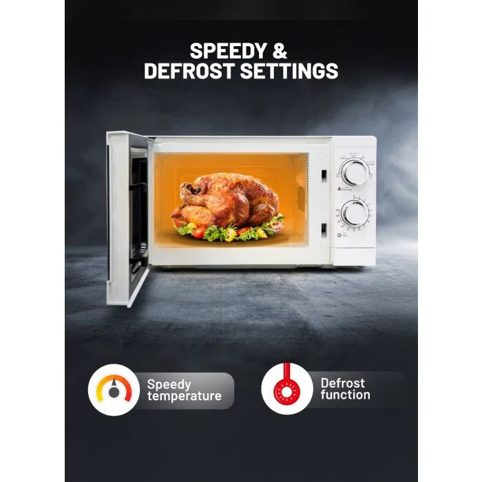 Geepas 20L Solo Microwave Oven 1100W with 5 Power Levels & 30-Min Timer GMO1894