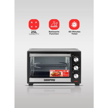 Geepas GO34040 25L Electric Oven with Rotisserie – 1600W