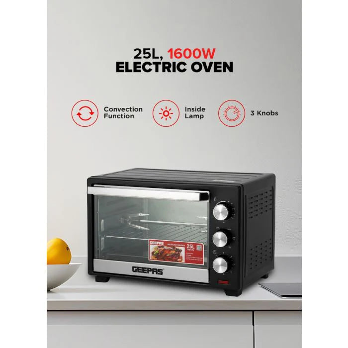 Geepas GO34040 25L Electric Oven with Rotisserie – 1600W