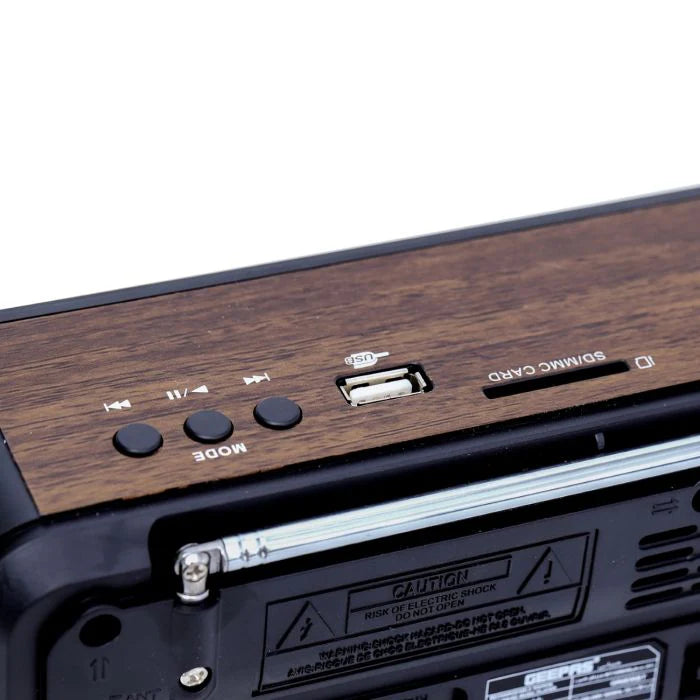 Geepas Rechargeable 8‑Band Bluetooth Radio Player GR6836 with USB/SD, AC/DC Power, and Built‑In Lithium Battery