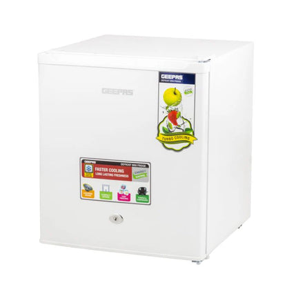 Geepas GRF654WPEN Mini Fridge with Freezer & Door Lock - 60 Liters