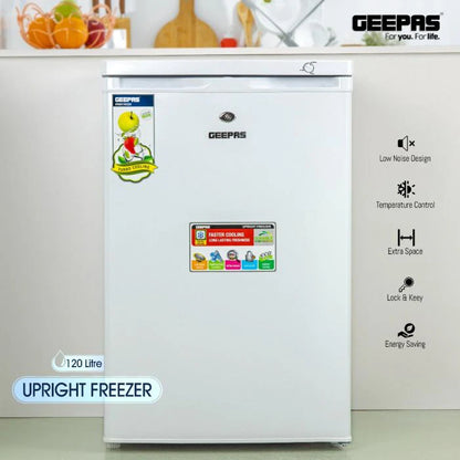 Geepas GRFU1206 120L Upright Freezer with 4 Crystal Drawers