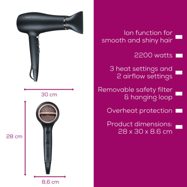 Beurer Hair Dryer – HC 50 Powerful and Versatile Hair Dryer with Ionic Technology