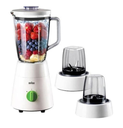 Braun PowerBlend 1 Jug Blender 500W, Glass, 1.5 L Capacity, 2 Speeds + Ice Crush / Pulse Function. 2 Mill for Grinding & Chopping - JB 0153 Glass
