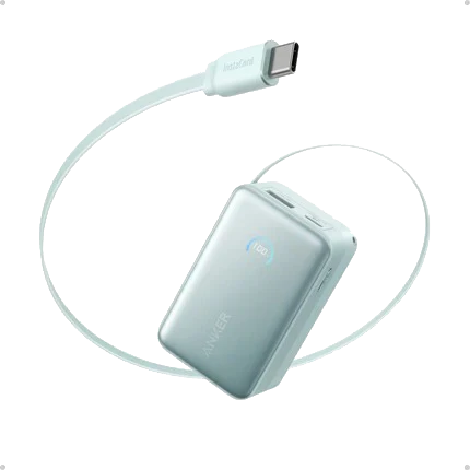 Anker Nano Power Bank (10K, 45W, Built-In Retractable USB-C Cable) - Green