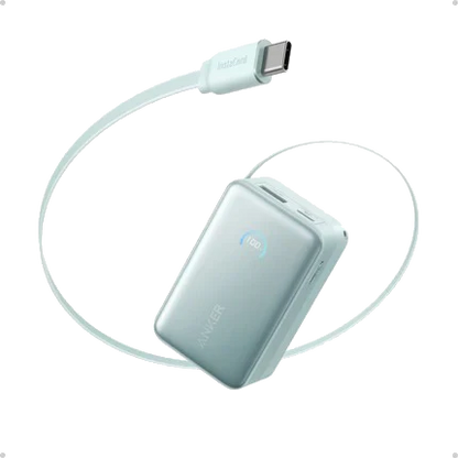 Anker Nano Power Bank (10K, 45W, Built-In Retractable USB-C Cable) - Green