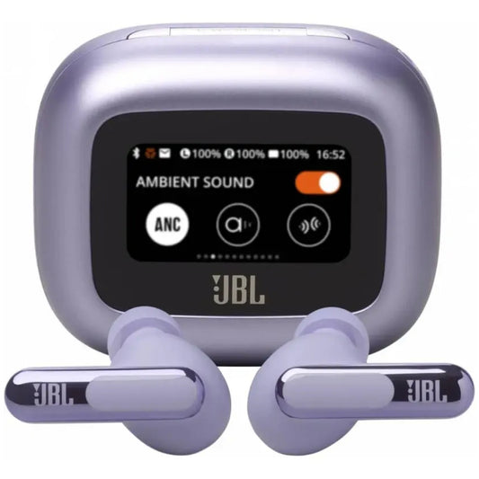 JBL Live Beam 3 - True wireless noise-cancelling closed-stick earbuds, 48Hrs total playback, Wireless Charging, 6 Mics for perfect calls, Multi-point connection, IP55 waterproof and dustproof (Purple)