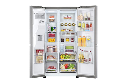 LG Door-in-Door™ ThinQ™ Side By Side 674 L Gross Capacity, Refrigerator UV Nano™, Linear Cooling™, ThinQ™ in Silver Color