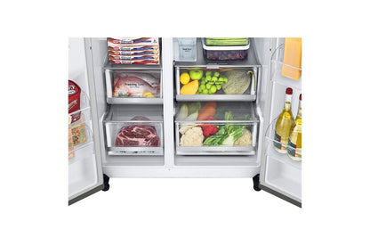 LG Door-in-Door™ ThinQ™ Side By Side 674 L Gross Capacity, Refrigerator UV Nano™, Linear Cooling™, ThinQ™ in Silver Color