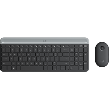 Logitech MK470 Slim Wireless Keyboard and Mouse Combo - Modern Compact Layout, Ultra Quiet, 2.4 GHz USB - Graphite