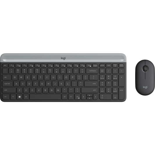 Logitech MK470 Slim Wireless Keyboard and Mouse Combo - Modern Compact Layout, Ultra Quiet, 2.4 GHz USB - Graphite