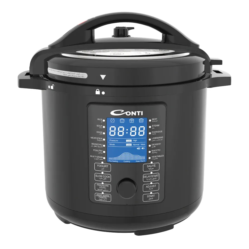 Conti EPC08A004-BK Electric Pressure Cooker – 8L Capacity, 1200W Power, LED Touch Control, 15 Preset Menus