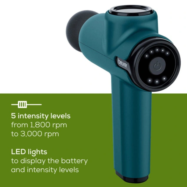 Beurer Compact Massage Gun - 5 Speeds, 4 Attachments