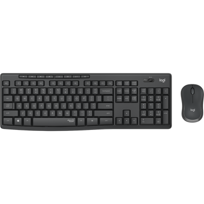 Logitech MK295 Arabic Version Wireless Mouse & Keyboard Combo with SilentTouch Technology, Full Numpad, Advanced Optical Tracking, Lag-Free Wireless, 90% Less Noise - Graphite