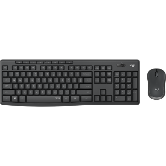 Logitech MK295 Arabic Version Wireless Mouse & Keyboard Combo with SilentTouch Technology, Full Numpad, Advanced Optical Tracking, Lag-Free Wireless, 90% Less Noise - Graphite