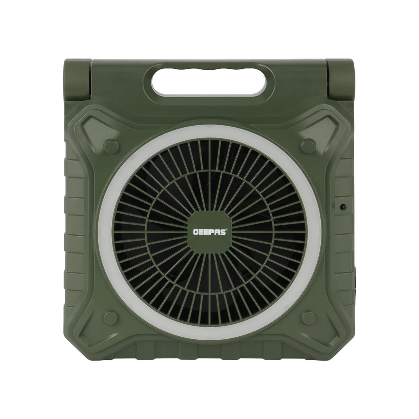 Geepas 8" Rechargeable Solar Fan with Remote Control, Smart Panel & LED Light – 3 Speed Modes, 20 Hours Working Time – GF21233 – Green