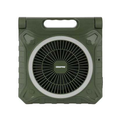 Geepas 8" Rechargeable Solar Fan with Remote Control, Smart Panel & LED Light – 3 Speed Modes, 20 Hours Working Time – GF21233 – Green