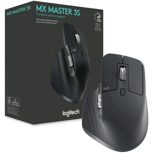 Logitech MX Master 3S Bluetooth Edition – Wireless Performance Mouse, MagSpeed Scroll (1,000 Lines/sec), 8K DPI Any‑Surface Tracking, Quiet Clicks, 70‑Day Battery, Ergonomic Design, Black